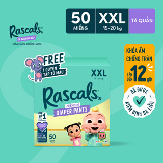 Tã/Bỉm Quần Rascal + Friends Cocomelon Size  XL (13-18kg) 58 miếng - Kèm sticker ngẫu nhiên