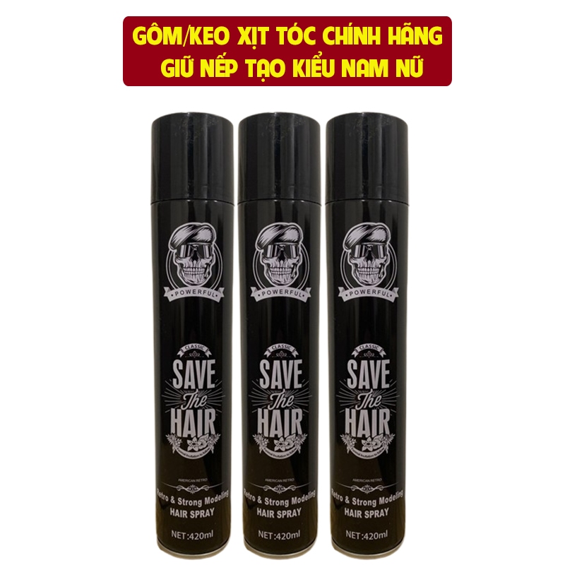 Keo xịt tóc nam SAVE THE HAIR 420ml giữ nếp siêu cứng