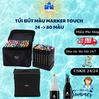 Bút màu Marker Touch hộp 24/36/48/60/80 màu ,Hàng loại 1 có khay đựng, tăng 50% màu so với bản cũ.