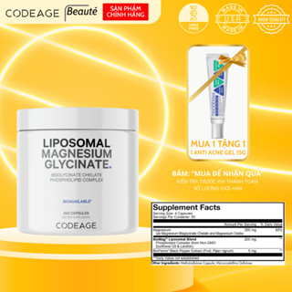 Viên uống Codeage Liposomal Magnesium Glycinate Hỗ Trợ Tập Gym, Giấc Ngủ, Giảm Stress 240v - beaute