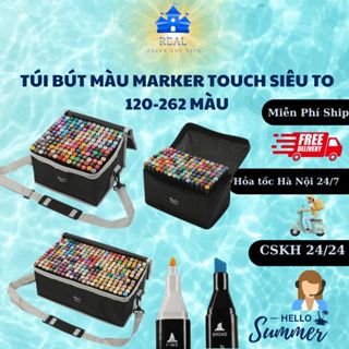 Bút màu Marker Touch hộp SIÊU TO 120/168/262 màu ,HÀNG LOẠI 1 có khay đựng,Hộp to tăng 50% màu so với bản cũ