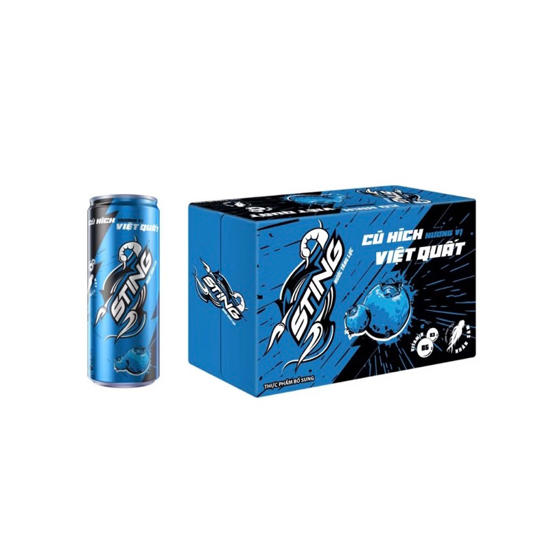 thùng 24 lon sting việt quất - sting xanh