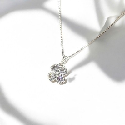 Dây Chuyền Bạc 925 Mặt Cỏ 4 Lá Đính Đá CZ Thời Trang, Tinh Tế - Ngọc Trai Trường Thịnh