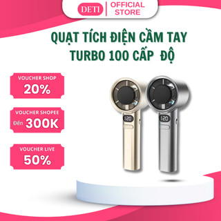  Quạt Cầm Tay Mini Tích Điện 120 Cấp Độ Gió Màn Hình LCD Pin Trâu 6H – Quạt Sạc Nhanh Gió Mạnh Siêu Mát Nhỏ Gọn DETI 