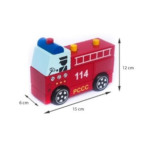 Đô chơi gỗ - Lắp ráp xe cứu hỏa chính hãng Winwintoys 61292