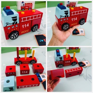 Đô chơi gỗ - Lắp ráp xe cứu hỏa chính hãng Winwintoys 61292