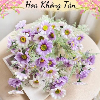 Cành Hoa Cúc 14 Bông Chất Liệu Lụa Nhiều Màu Dùng Trang Trí Decor Theo Sở Thích