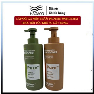Dầu Gội Dầu Xả PROTEIN KERATIN PURE 800ML X2 Chăm sóc tóc siêu phục hồi tóc hư tổn PT01
