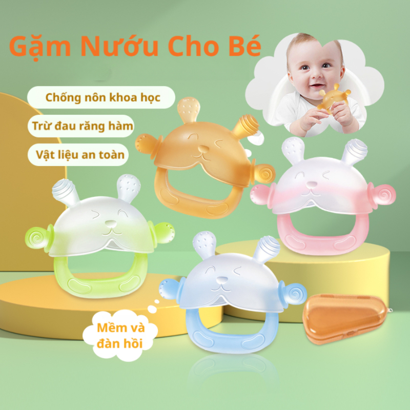 Gặm Nướu Cho Bé Xỏ Tay Hình Gấu, Đồ Chơi Gặm Nứu Silicone Dễ Thương Siêu Mềm An Toàn Cho Trẻ Sơ Sinh