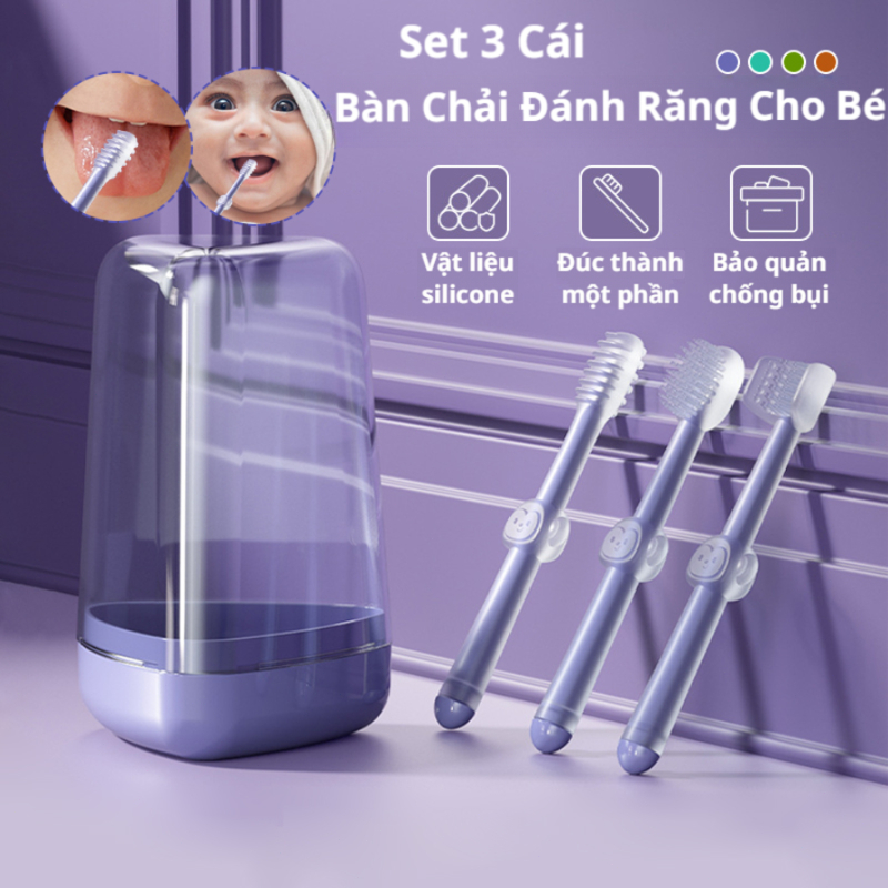 Set 3 Cái Bàn Chải Đánh Răng Cho Bé Trẻ Sơ Sinh Đánh Răng Cho Bé Silicone Sơ Sinh Đánh Răng 0-1 Tuổi