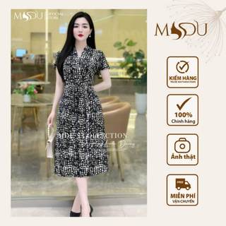 Váy Lụa MDU3984 Thiết Kế Nơ Eo Phối Họa Tiết Bắt Mắt, Dáng Xòe Nhẹ Nhàng Từ MDU K56-D2-3