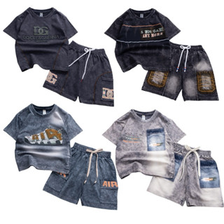 [Size 10kg - 50kg] Bộ quần áo thun cotton wat đá bé trai