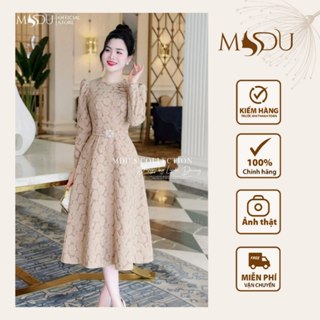  Váy Thiết Kế MDU4560 Họa Tiết Gấm Dập Hoa Vân Nổi Cao Cấp Dáng Xòe Nhẹ Nhàng Từ MDU 