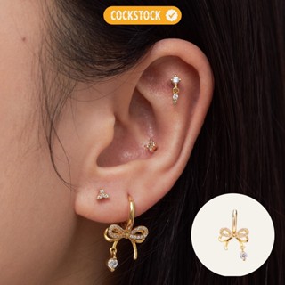 Khuyên tai nơ đá vòng thả LAYERING RIBBON DROP HOOP EARRING COCKSTOCK