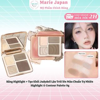  Bảng Highlight + Tạo Khối Judydoll Lâu Trôi lên Màu Chuẩn Tự Nhiên Highlight & Contour Palette 9g 