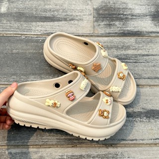    CÓ SẴN   Dép cross 2 quai đế dày 5cm - 6cm siêu êm chân có tặng charm   2 quai đế cao MS01   