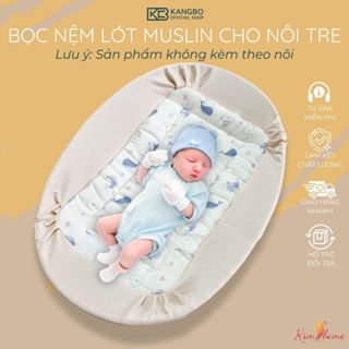 Bọc Lót Nệm MUSLIN Cho Nôi Tre, Nệm Lót Nôi Tre Cho Bé Sơ Sinh Ngủ Võng Chất Liệu Thoáng Mát An Toàn