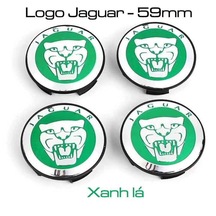 <Jaguar> Logo Jaguar, Chụp mâm xe Jaguar 59mm, Chất liệu nhựa ABS. Màu đen, đỏ, xanh lá và xanh da t