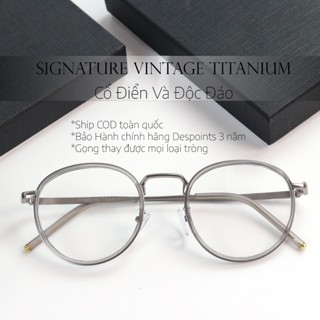  Gọng Kính cận Titanium màu Bạc Despoints Chất liệu Titan cao cấp tròng chống ánh sáng xanh 