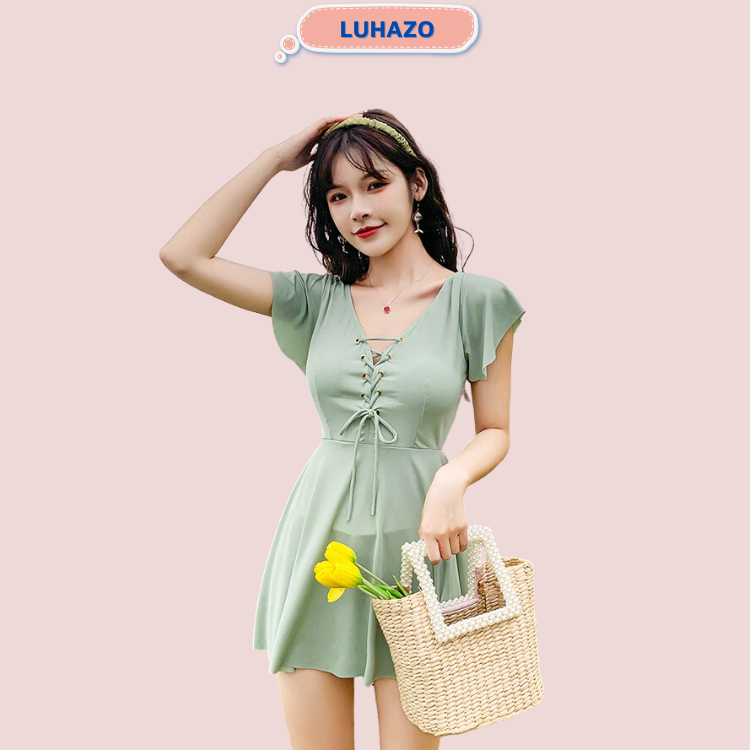 Bikini Dạng Váy LUHAZO Đan Ngực Mẫu Mới 2022 xanh 9072&8116 DK3T202