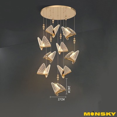 Đèn thả thông tầng MONSKY BUMO hiện đại 3 màu ánh sáng trang trí nội thất (đã lắp sẵn đế tròn)