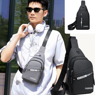 Túi đeo chéo nam da PU chống nước nhỏ gọn cao cấp - Túi đeo ngực nam FASHION hàn quốc dung tích lớn có lỗ tai nghe