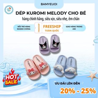 Dép lê cho bé, dép KUROMI Cinnamoroll melody đế mềm siêu nhẹ chống trơn trượt cho bé trai bé gái CHEERFUL MARIO