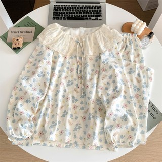  Bộ đồ dài cổ bèo nơ phong cách tiểu thư hàn quốc vải cotton mây mặc 4 mùa mát mẻ 