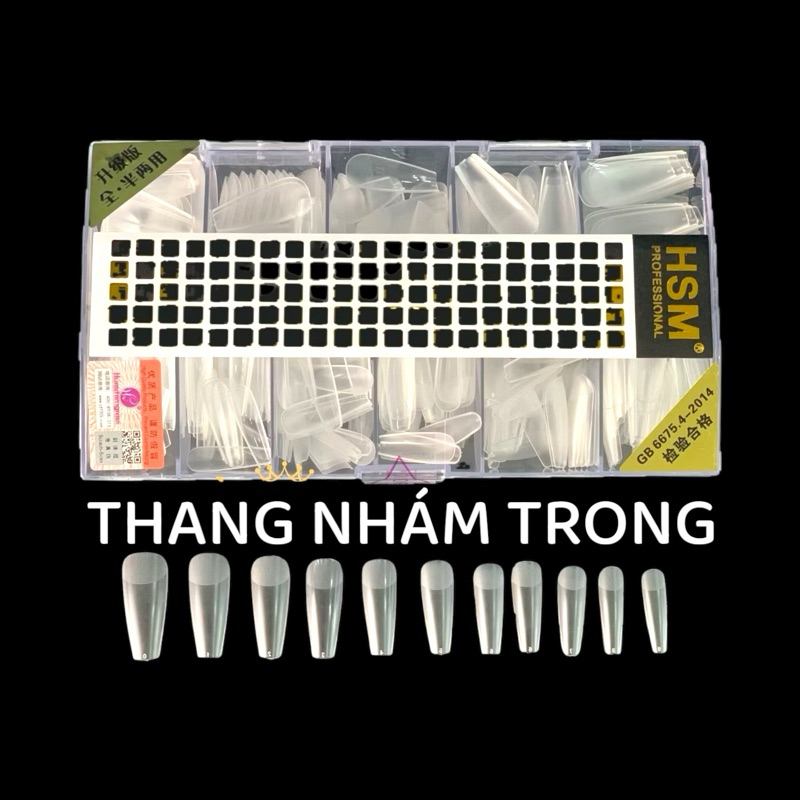 500 móng úp HSM THANG NHÁM TRONG (Hộp) học nail gắn móng