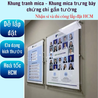 (Nhận sỉ và thi công lắp đặt HCM) Khung ảnh treo tường - Khung tranh mica - khung treo bằng gắn tường