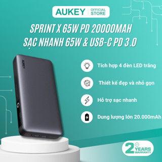  Pin Sạc Dự Phòng Aukey PB-Y43 Sprint X 20000 mAh Sạc Nhanh 65W PD - USB C PD 3.0 - Hàng Chính Hãng 