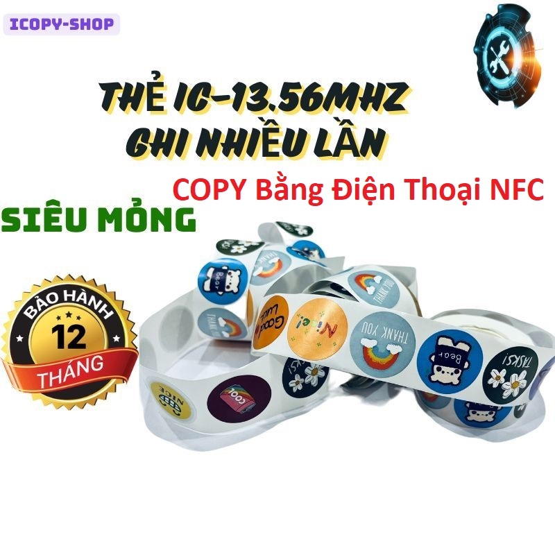 [COPY Bằng Điện Thoại NFC] COMBO 10 Thẻ từ Dán RFID 13.56MHZ Siêu Mỏng Sao Chép Bằng Điện Thoại NFC
