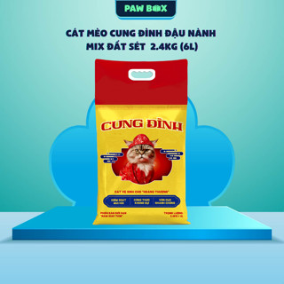 Cát mèo Cung Đình đậu nành mix đất sét cho mèo xả toilet 2.4kg (6L)