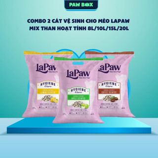 COMBO 2 Cát vệ sinh cho mèo laPaw than hoạt tính cao cấp siêu vón cục, khử mùi, thơm lâu, ít bụi 8L/10L/15L/20L