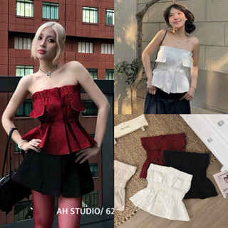 Áo cup ngực bo chun dáng xoè khoé kéo phía trước, áo quây diện đi biển