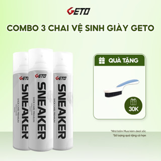 Combo 3 chai xịt tạo bọt, giặt khô vệ sinh giày Sneaker Geto cao cấp loại bỏ vết bẩn, khử mùi hôi