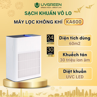 Máy Lọc Không Khí Diệt Khuẩn UVGREEN KA600 60m2-UVC LED, Lõi HEPA H13, Ion Âm Bảo Hành 24T