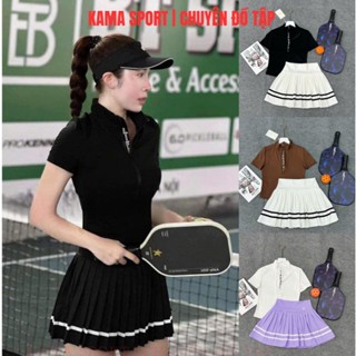 [PICKLEBALL] Bộ mix áo và chân váy xoè chất thun lạnh mềm co dãn tập cầu lông,pickleball, tennis, aerobic, zumba BP03