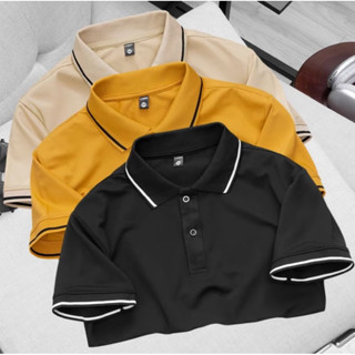 COMBO 3 Áo Thun Polo Basic Nam Viền Quốc Dân Co Giãn, Thoáng Mát - Tay Ngắn Có Cổ