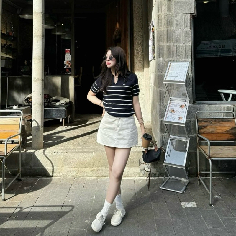 (ẢNH OLDSCHOOL) Chân váy KAKI MỀM dáng ngắn chữ A kèm quần trong | BigBuy360 - bigbuy360.vn