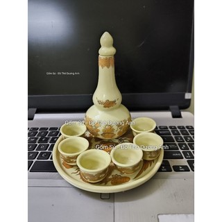 Bộ ấm chén thờ cúng màu VÀNG NGÀ