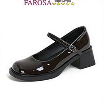 Giày Lolita nữ gót vuông 5cm FAROSA -H108 giày búp bê marry janes da bóng phong cách nhật bản