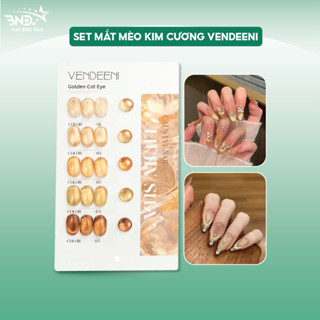 Set sơn mắt mèo kim cương Vendeeni 5 màu chính hãng - Sơn móng tay gel trang trí nail tone vàng nâu