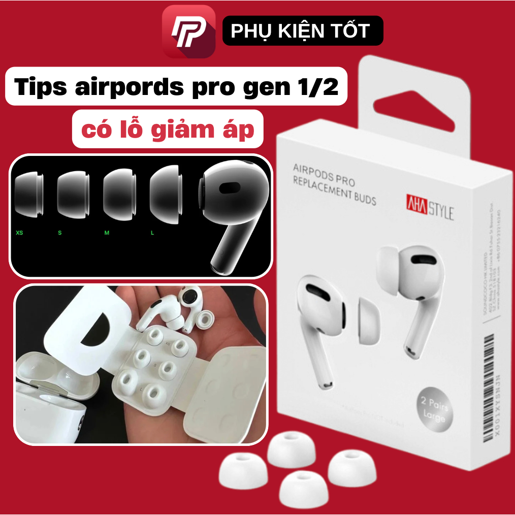 Bộ 2 núm tai nghe airpords pro 1/2 siêu mềm mại có lỗ giảm áp thoáng khí