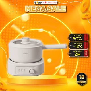 Nồi lẩu điện mini đa năng 2.5L Bear SB-NL25L (DHG-D25D1), 1000W, kèm xửng hấp, Chống dính BH 18Tháng