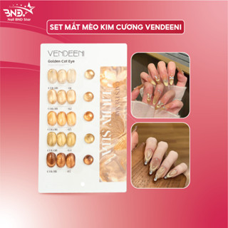 Set sơn mắt mèo kim cương Vendeeni 5 màu chính hãng - Sơn mắt mèo trang trí móng nail tone vàng nâu