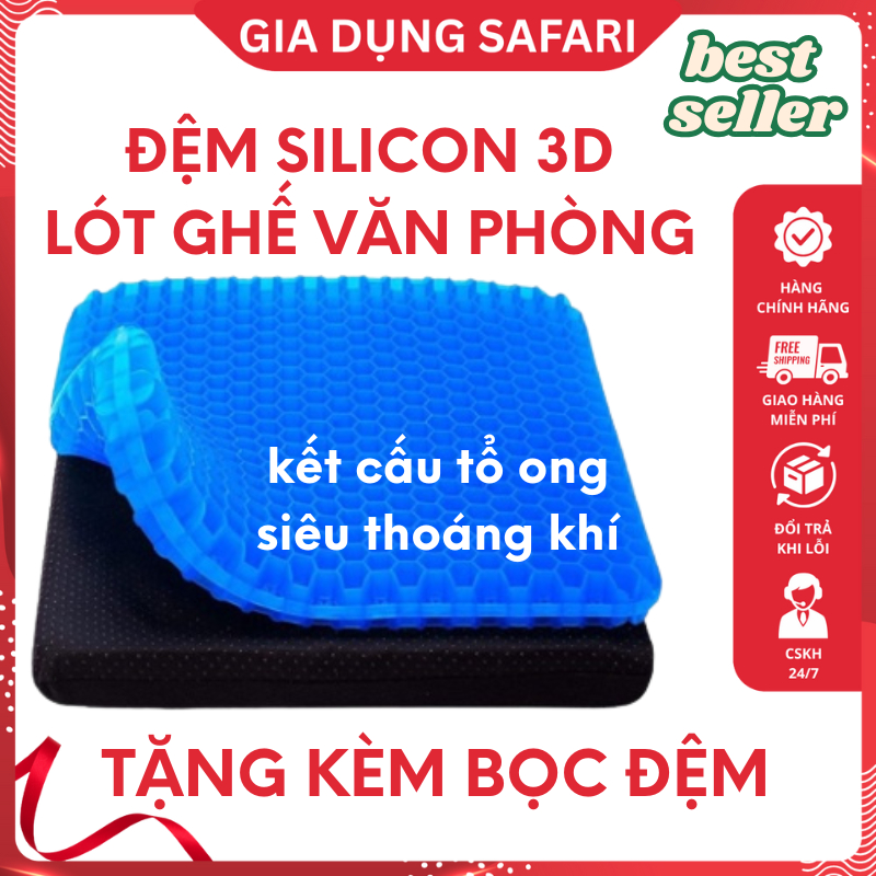 Đệm Lót Ghế Ngồi Văn Phòng 3D  2 Lớp Cấu Trúc Tổ Ong Thoáng Khí - Nệm Lót Ghế Ô Tô Silicon 2 Lớp Đàn
