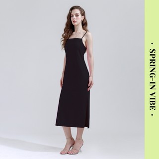 (Size M) Đầm suông nữ linen pha dáng dài, váy xuông 2 dây xẻ tà màu nhẹ nhàng thiết kế SPRING-IN