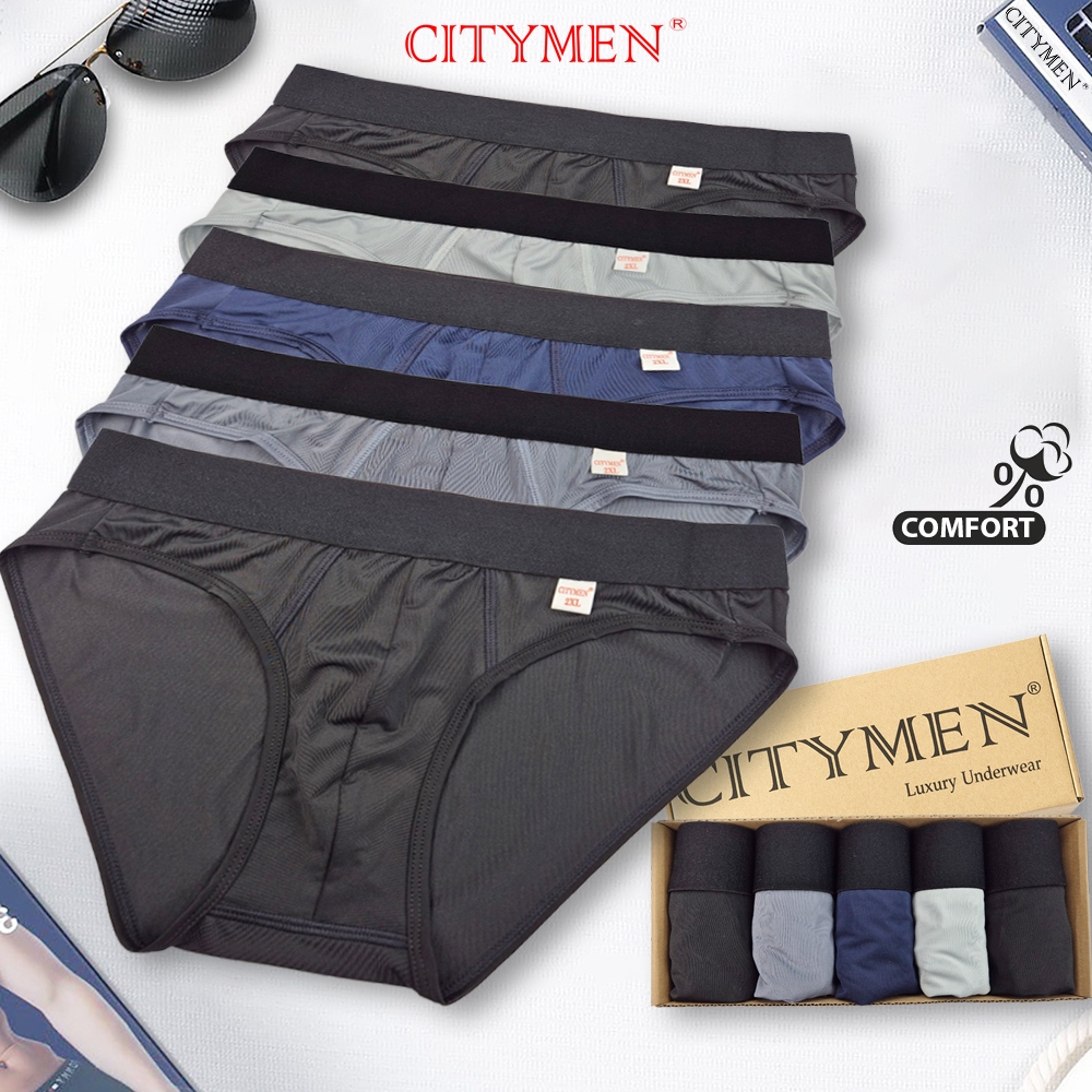 Hộp 5 Quần Sịp Nam vải thun lạnh lưng đen - CITYMEN