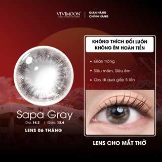 Lens cho mắt thở cận 6 tháng màu xám đậm Sapa Gray kính áp tròng VIVIMOON (Giá 01 đôi)